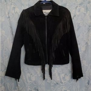 Vintage Black Fringed Leather Jacket